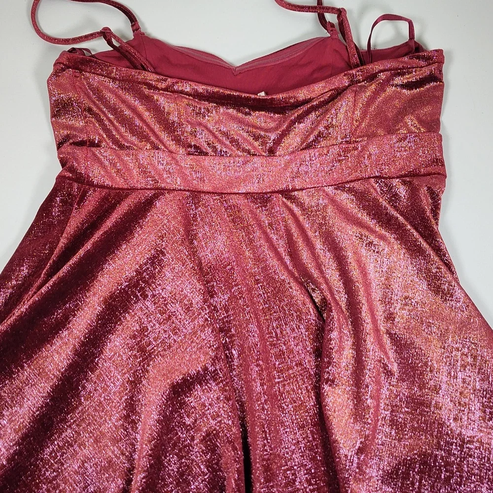Free People Shattered Shine‎ velvet mini dress berry pink L